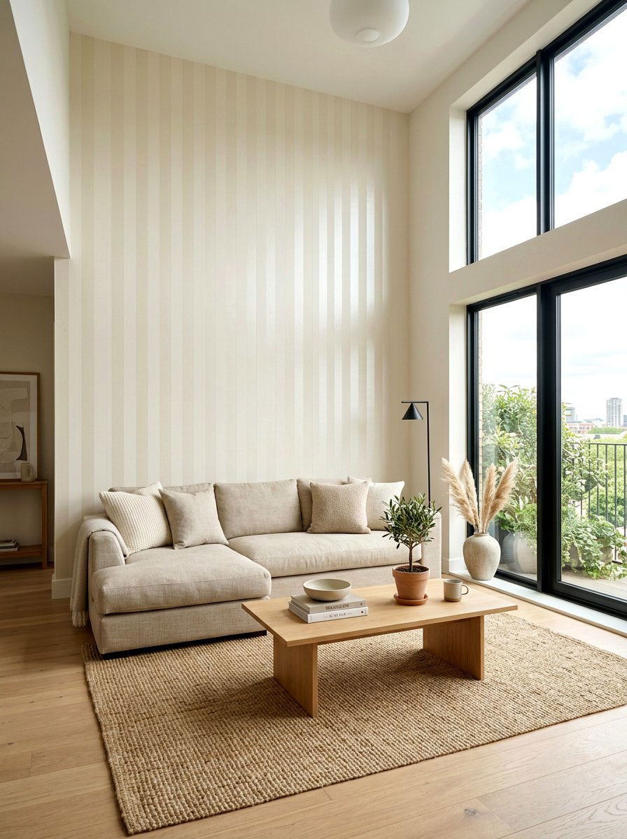 Cream Tone on Tone - 30 striped wall ideas