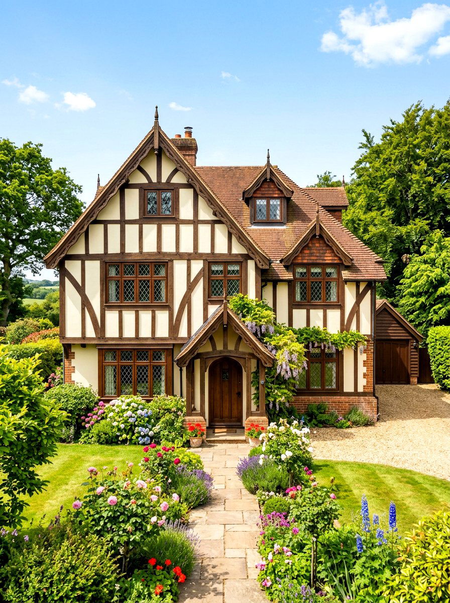 Cream Tudor House - 30 soft white exterior ideas