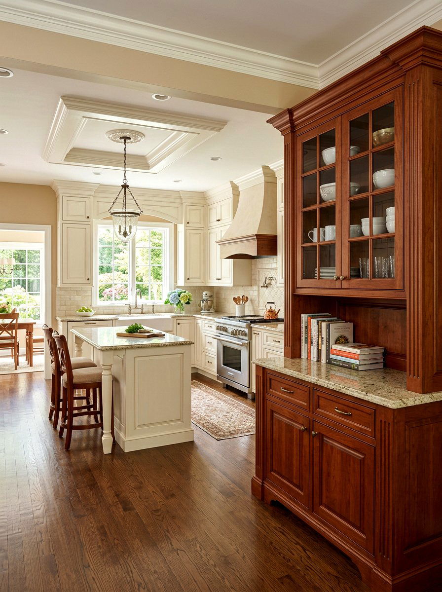 Cream and Cherry Wood Kitchen - 30 stained and painted kitchen ideas