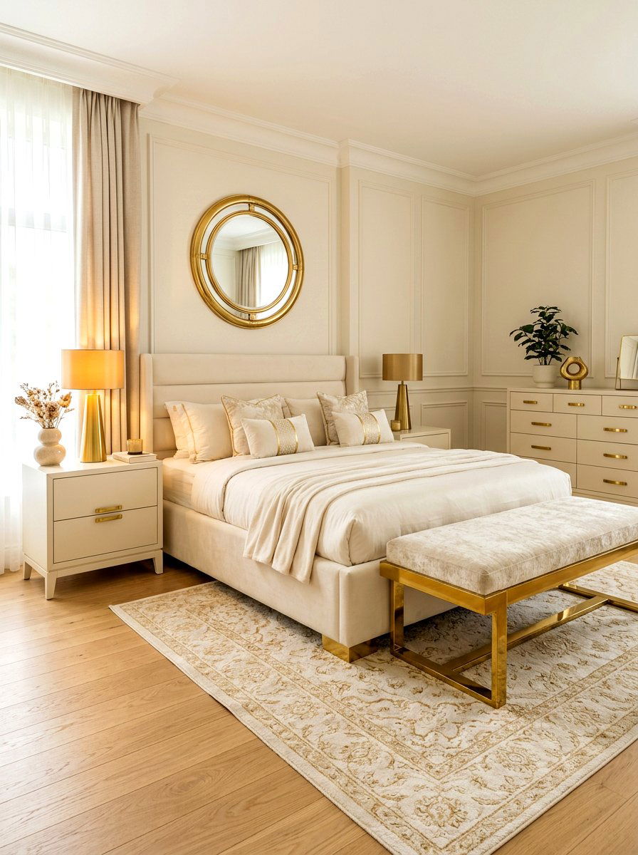 Cream and brass bedroom - 30 cream bedroom ideas