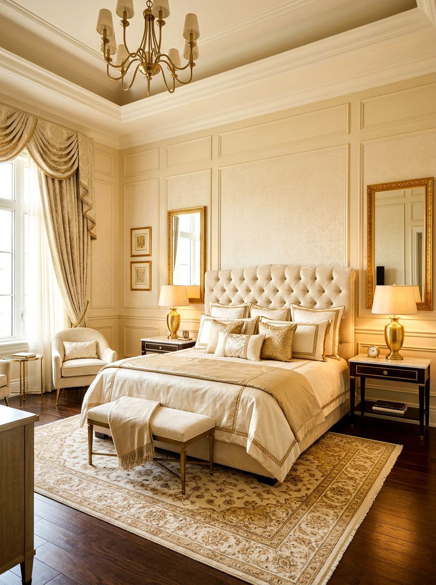 Cream and gold bedroom - 30 cream bedroom ideas