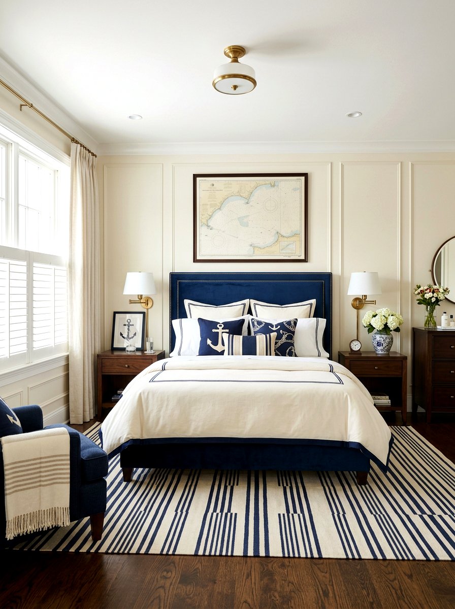Cream and navy bedroom - 30 cream bedroom ideas