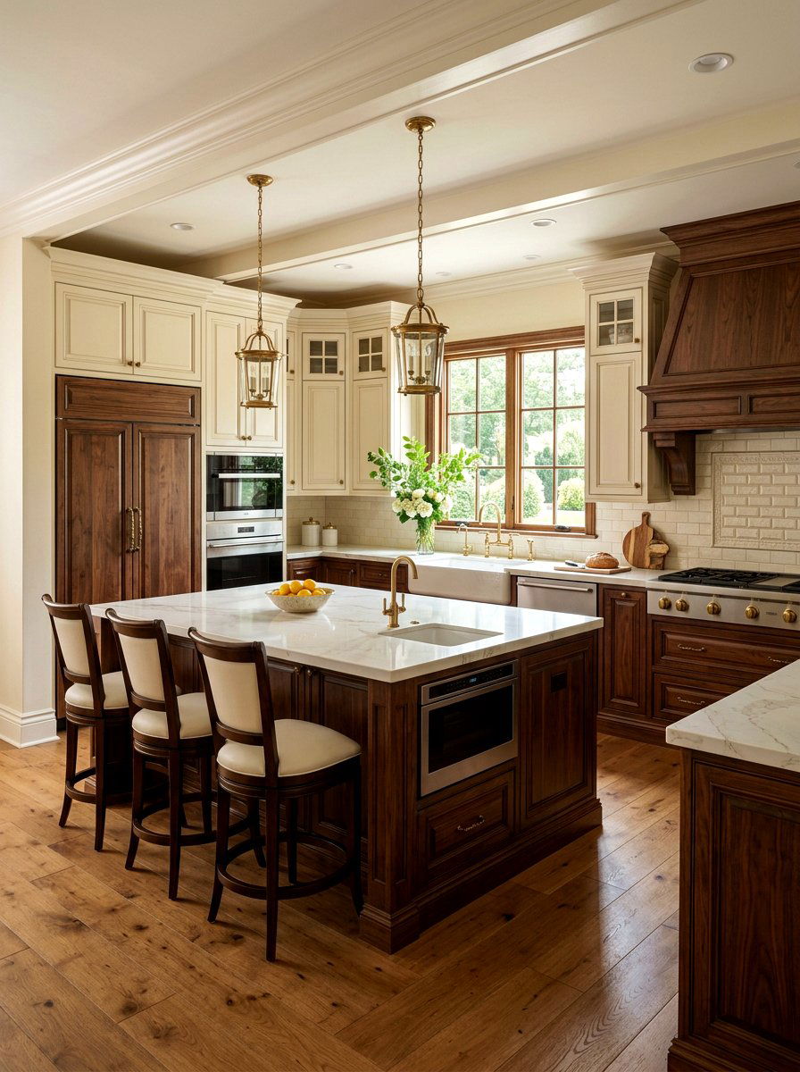 Cream and walnut kitchen cabinets - 30 two tone kitchen cabinet ideas