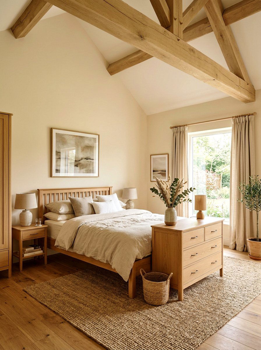 Cream bedroom with wood - 30 cream bedroom ideas