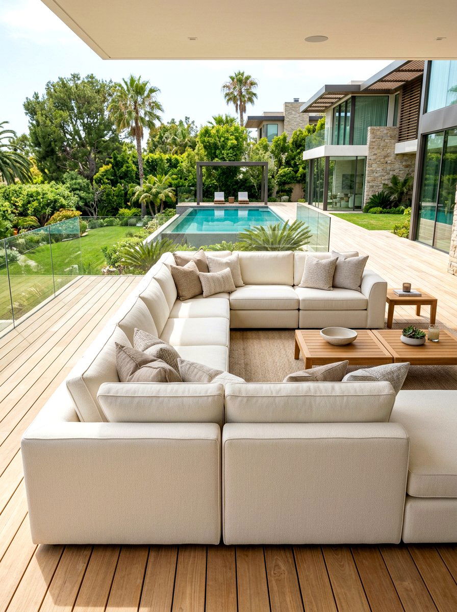 Cream colored outdoor sofa - 30 warm minimalist patio ideas
