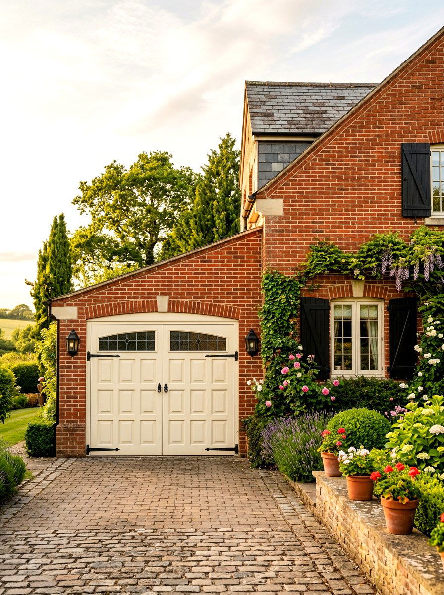 Cream garage door - 30 garage door color ideas
