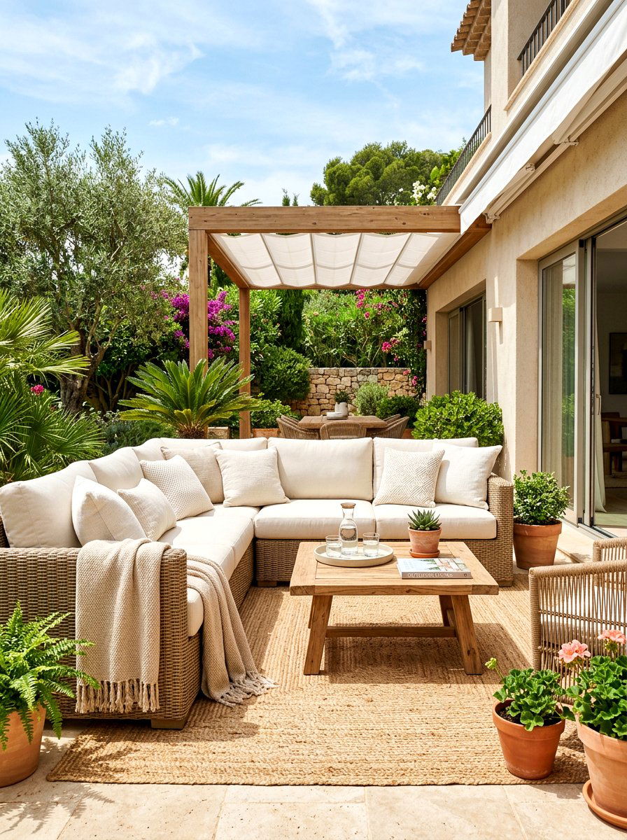 Cream outdoor sofa - 30 neutral backyard styling ideas
