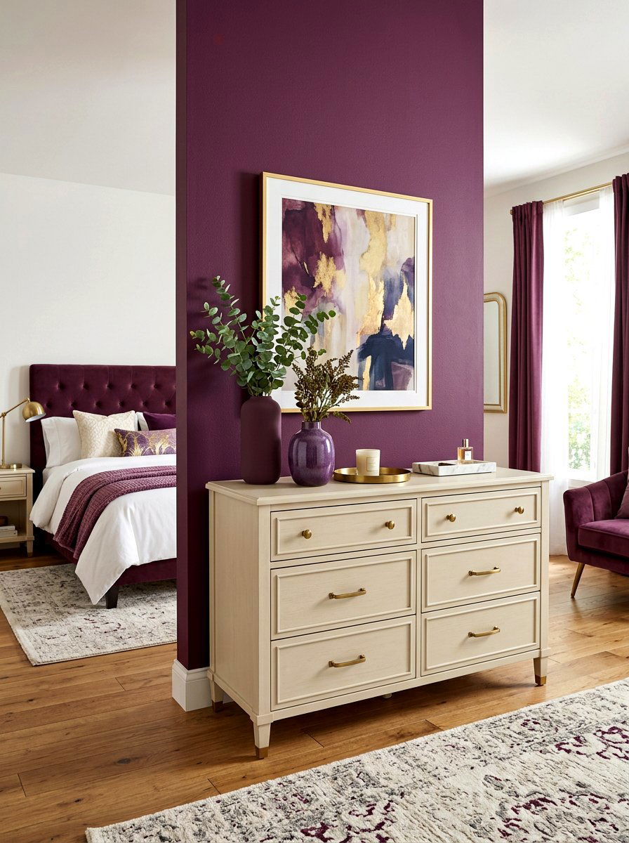 Creamy Beige Dresser - 30 plum and beige bedroom ideas
