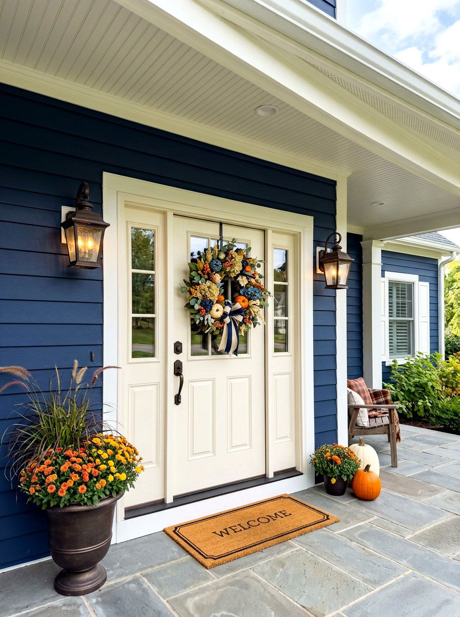 Creamy white front door - 30 front door color ideas