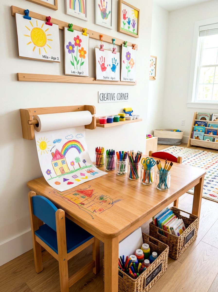 Creative Art Station For Toddlers - 30 Montessori playroom ideas