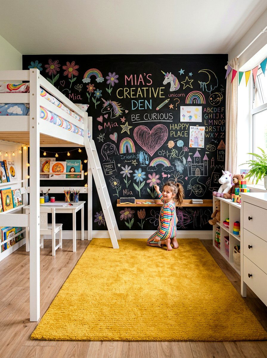 Creative Chalkboard Wall Girl Bedroom - 30 girls bedroom decor ideas