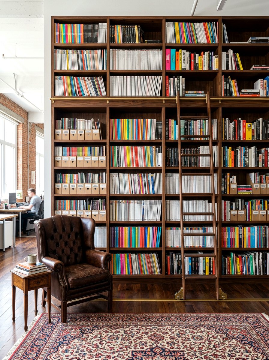 Creative agency library shelving - 30 editorial office ideas