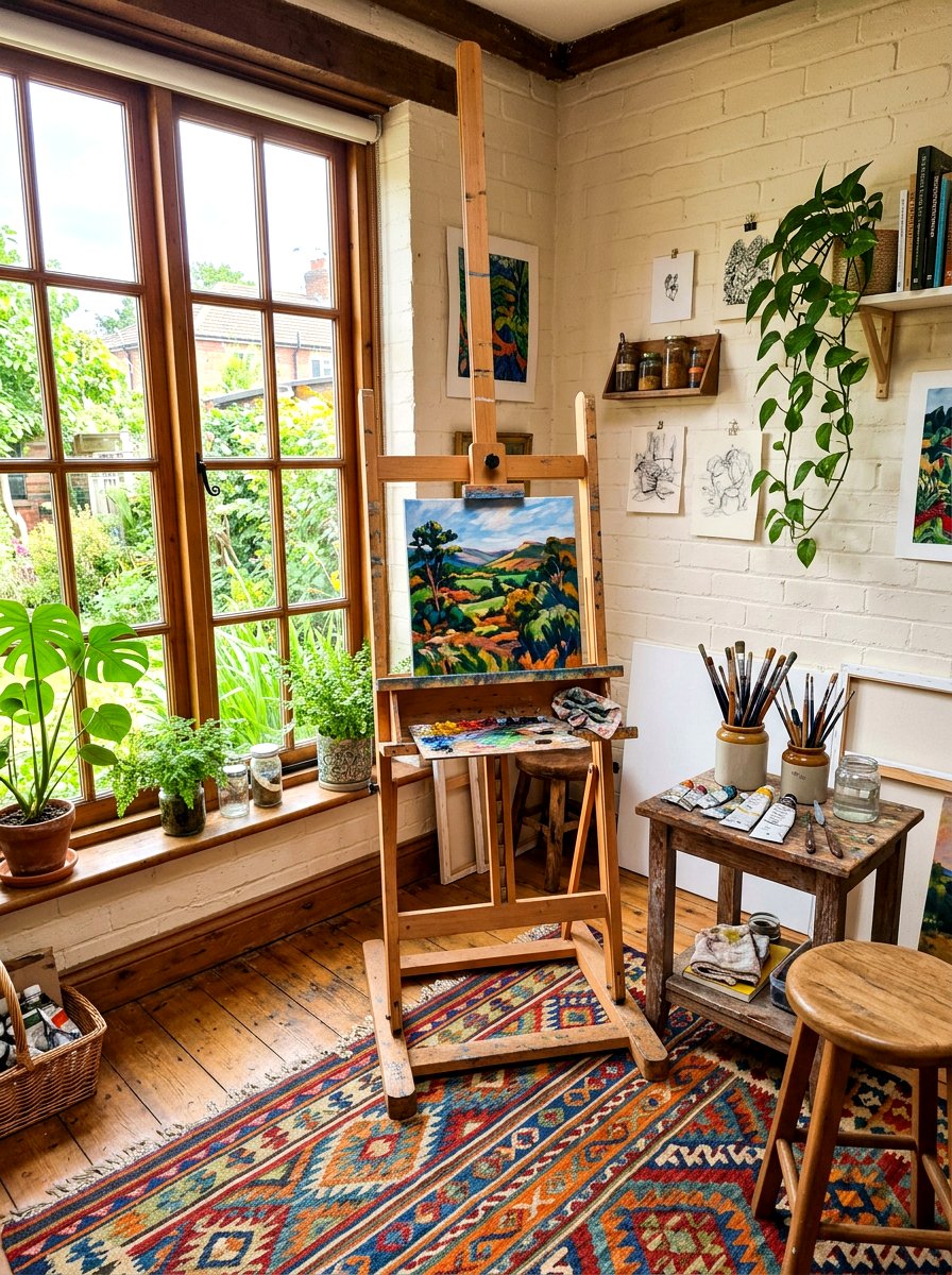 Creative art studio corner in bedroom - 30 phone free bedroom ideas for adults