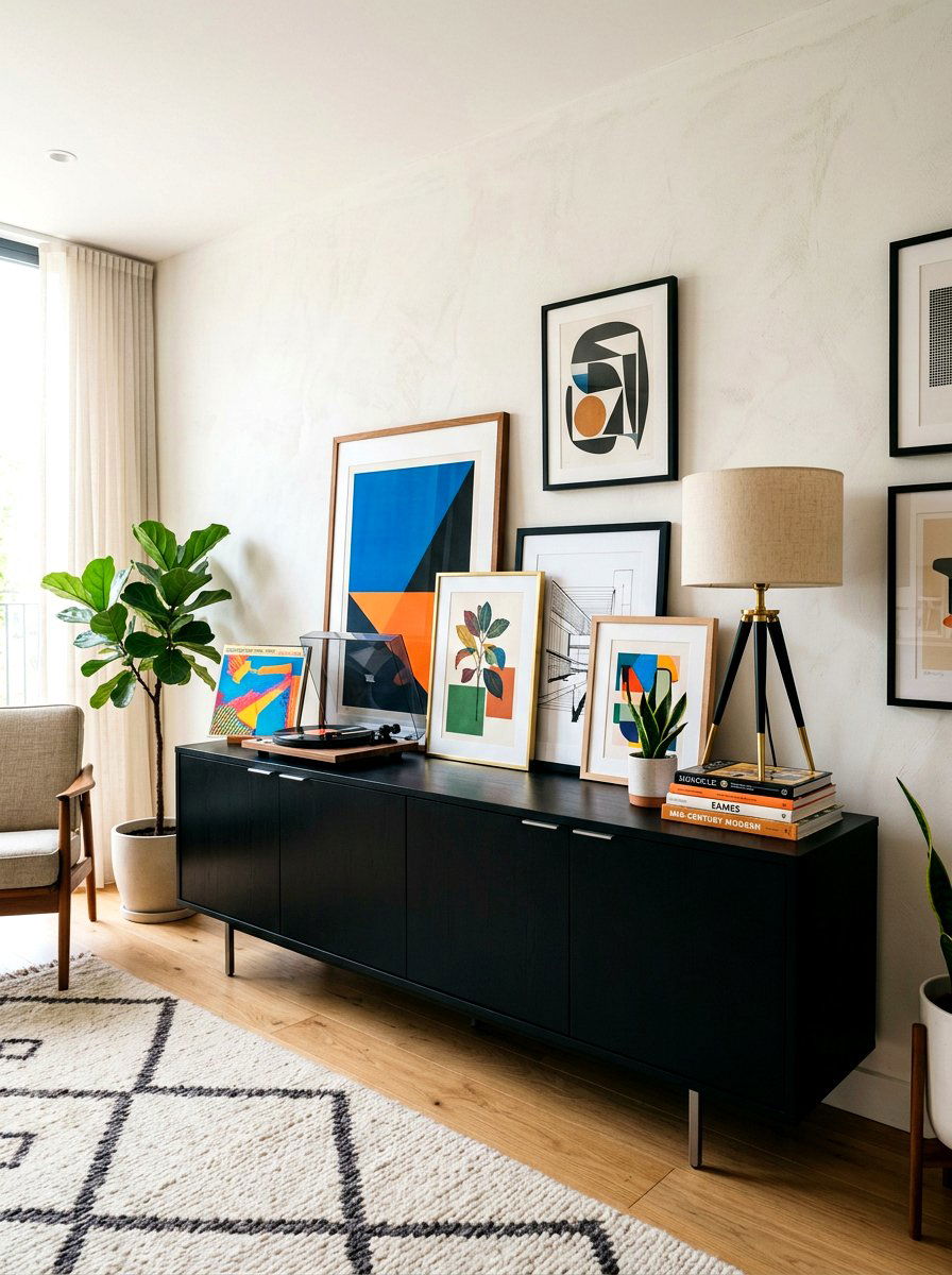 Credenza Art Collection - 30 leaning art wall ideas