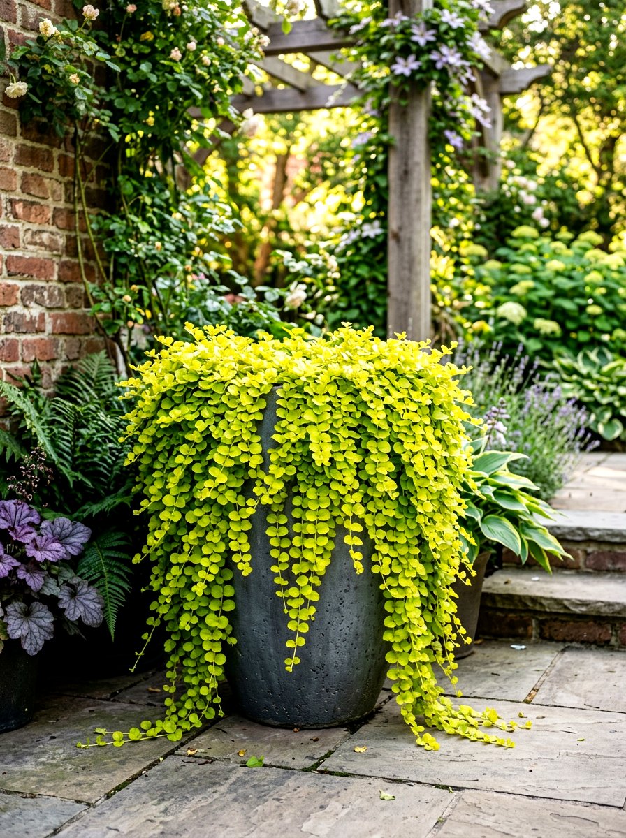 Creeping Jenny Bright Planter - 30 shade container garden ideas