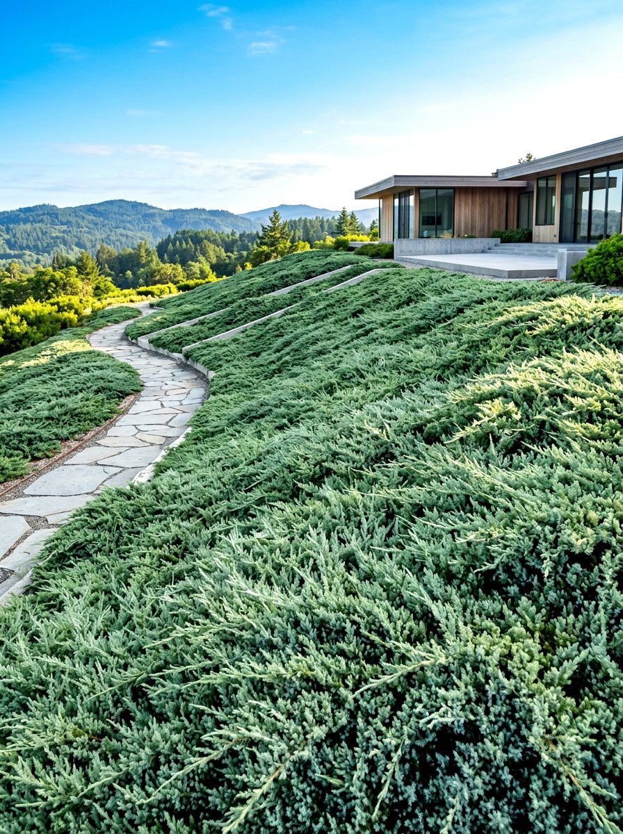 Creeping Junipers - 30 erosion control landscaping ideas