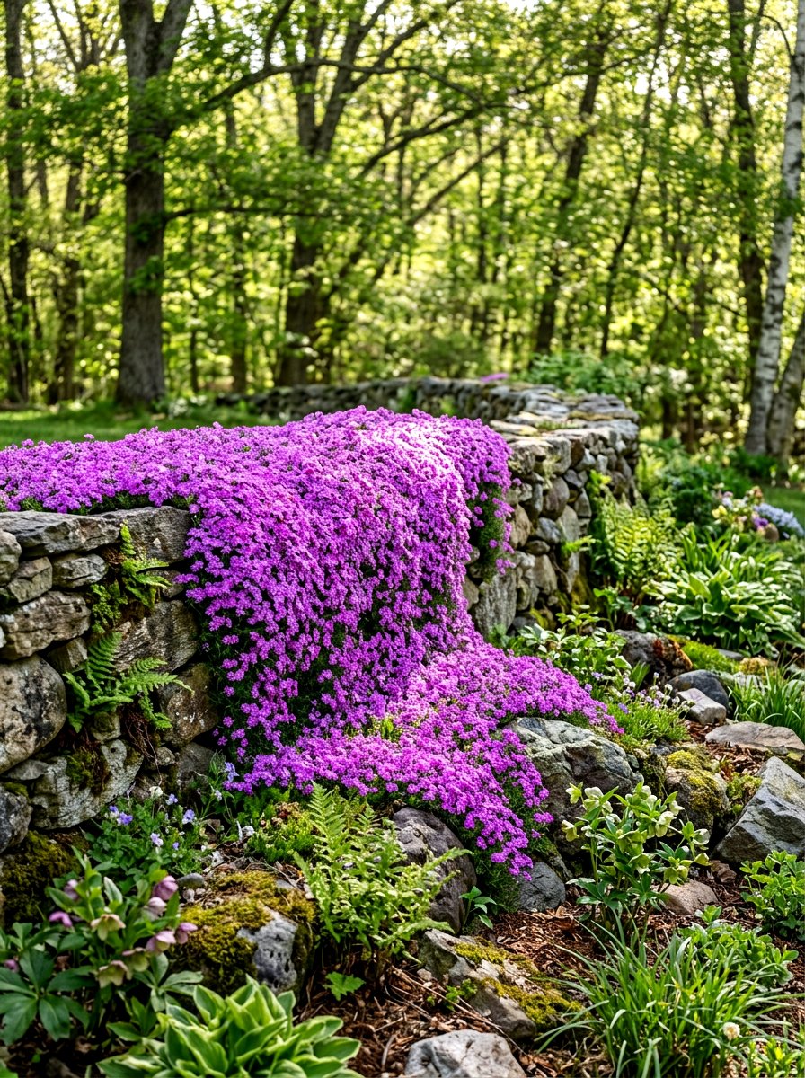 Creeping phlox groundcover - 30 purple flower garden ideas