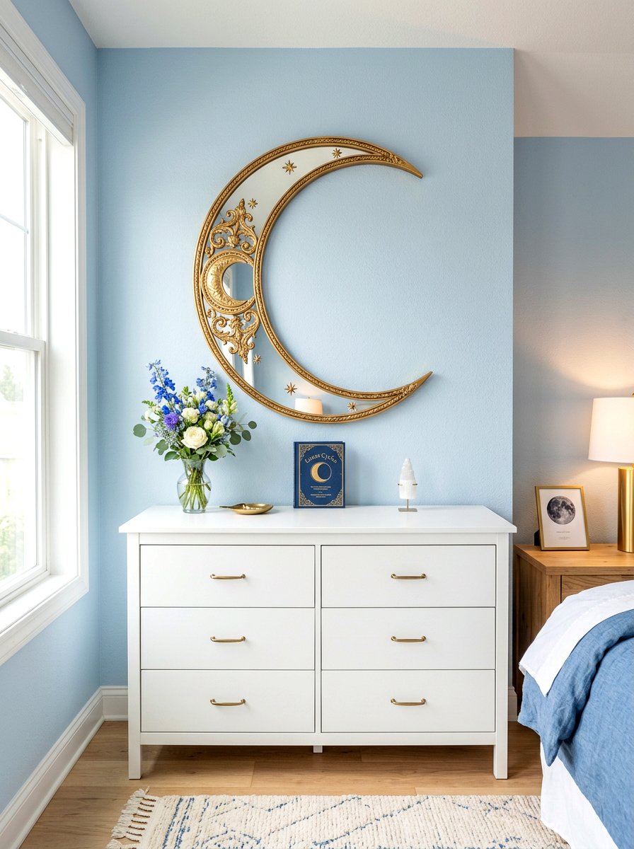 Crescent Moon Wall Mirror - 30 extra celestial bedroom ideas