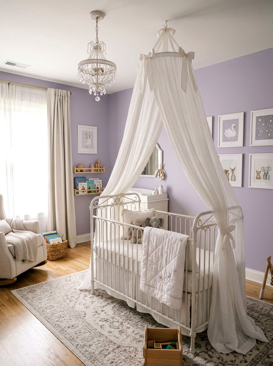 Crib canopy nursery - 30 soft traditional nursery ideas