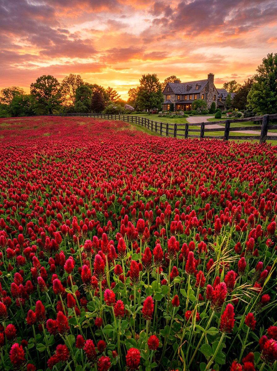 Crimson Clover Meadow - 30 clover front lawn ideas
