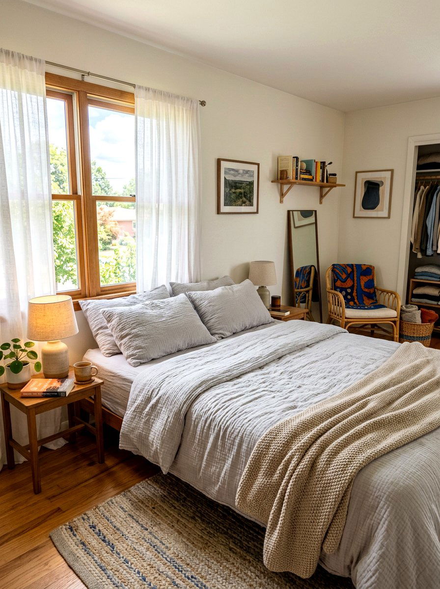 Crinkled cotton sheet - 30 tactile bedroom decor ideas