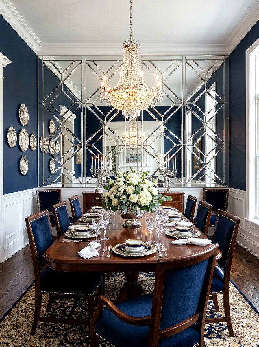 Criss cross mirror wall panel - 30 mirror alcove ideas