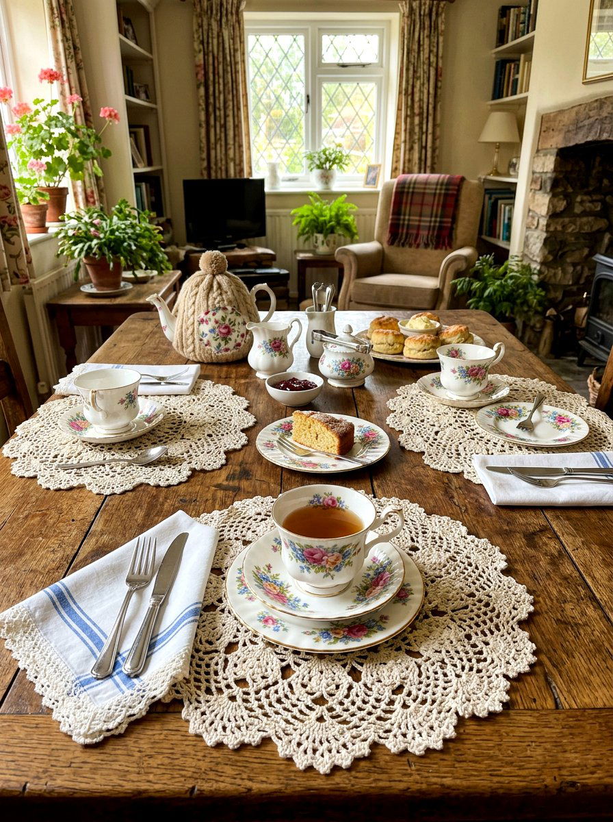 Crochet Doily Place Mats - 30 English tea tablescape ideas