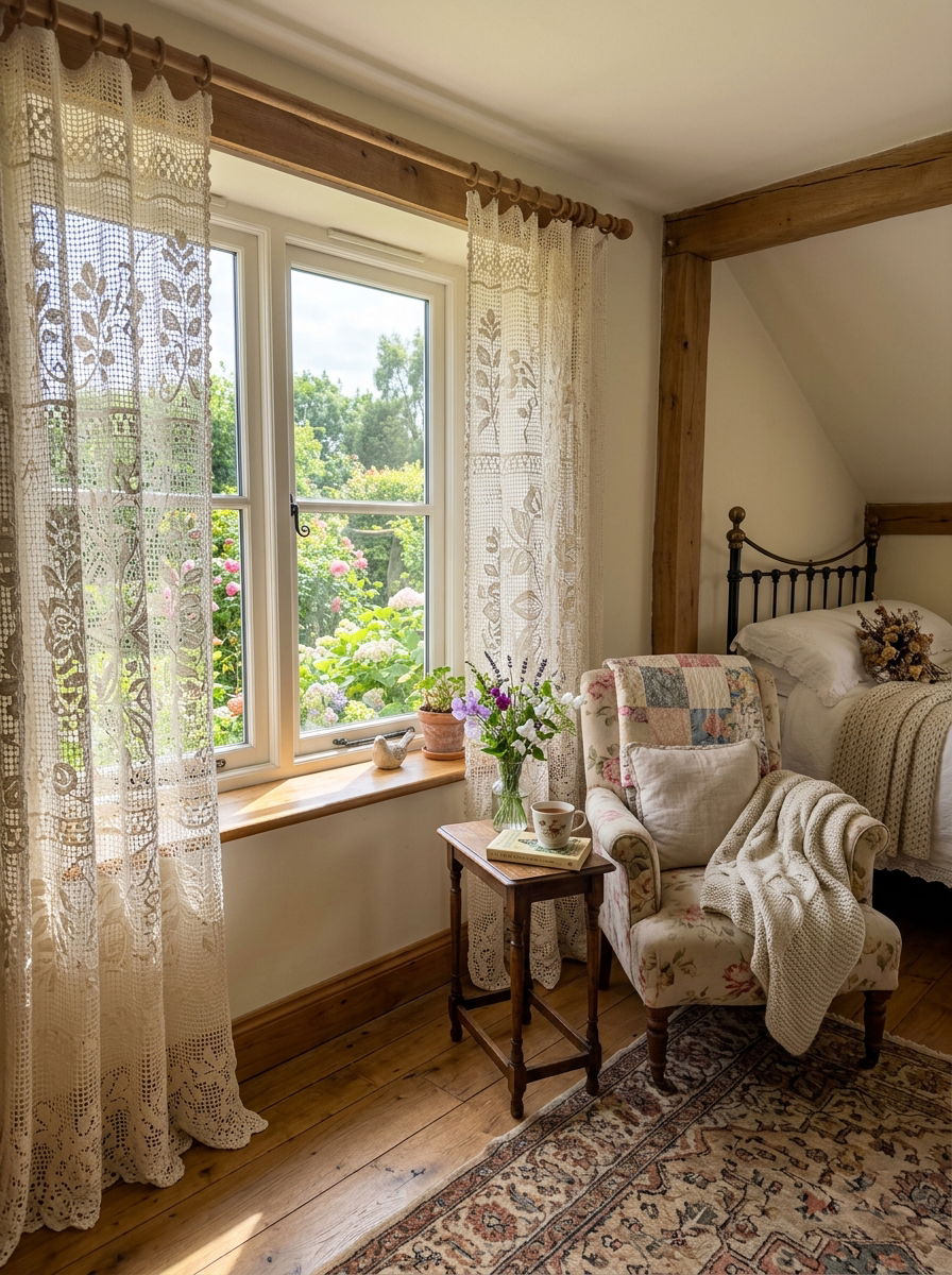 Crochet Lace Curtain Bedroom - 30 heirloom bedroom decor ideas
