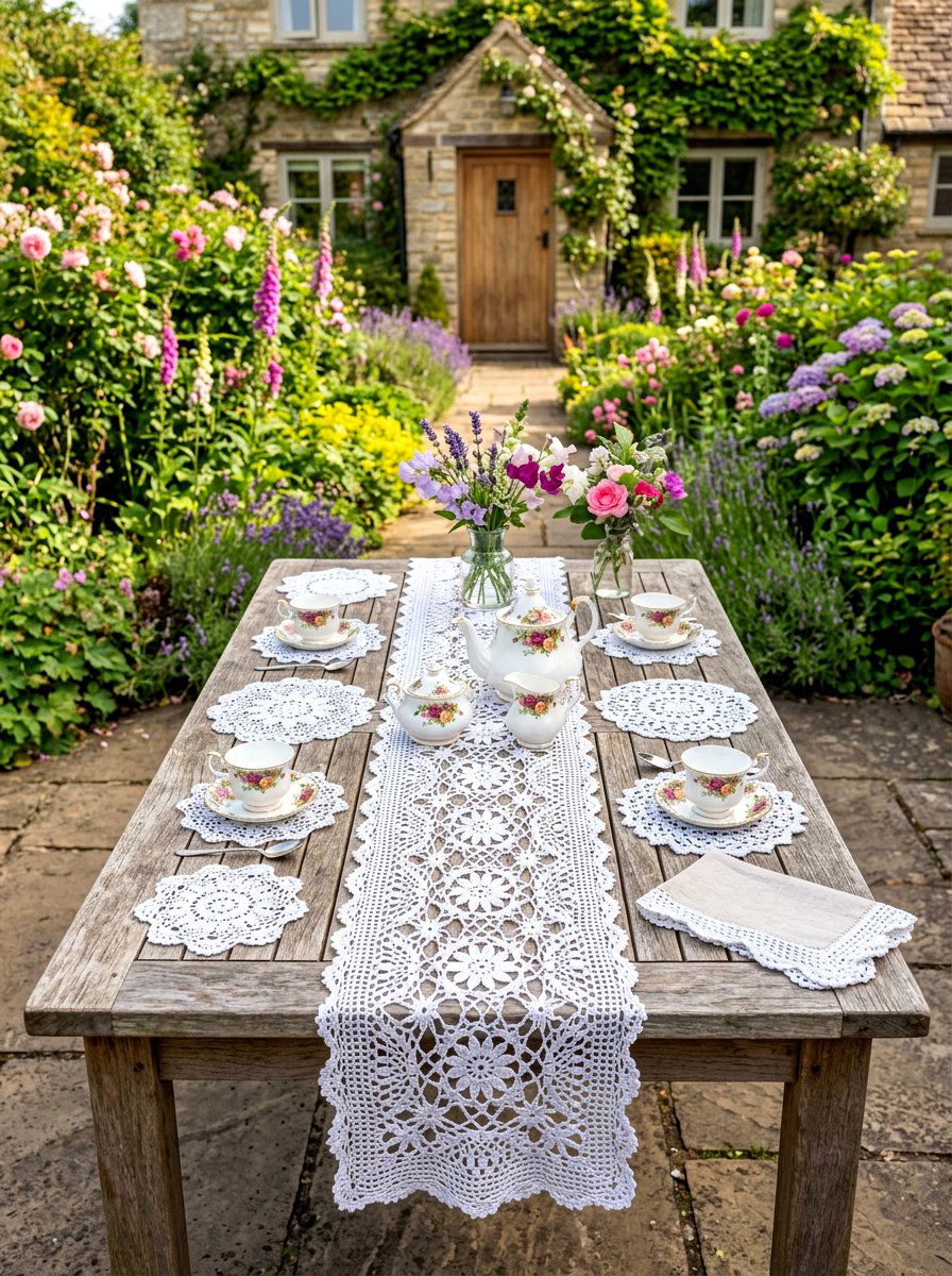 Crochet Table Decor - 30 garden tea party decor ideas