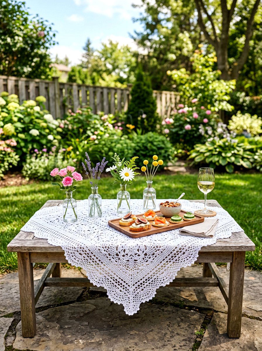Crochet Table Runner - 30 picnic party decor ideas