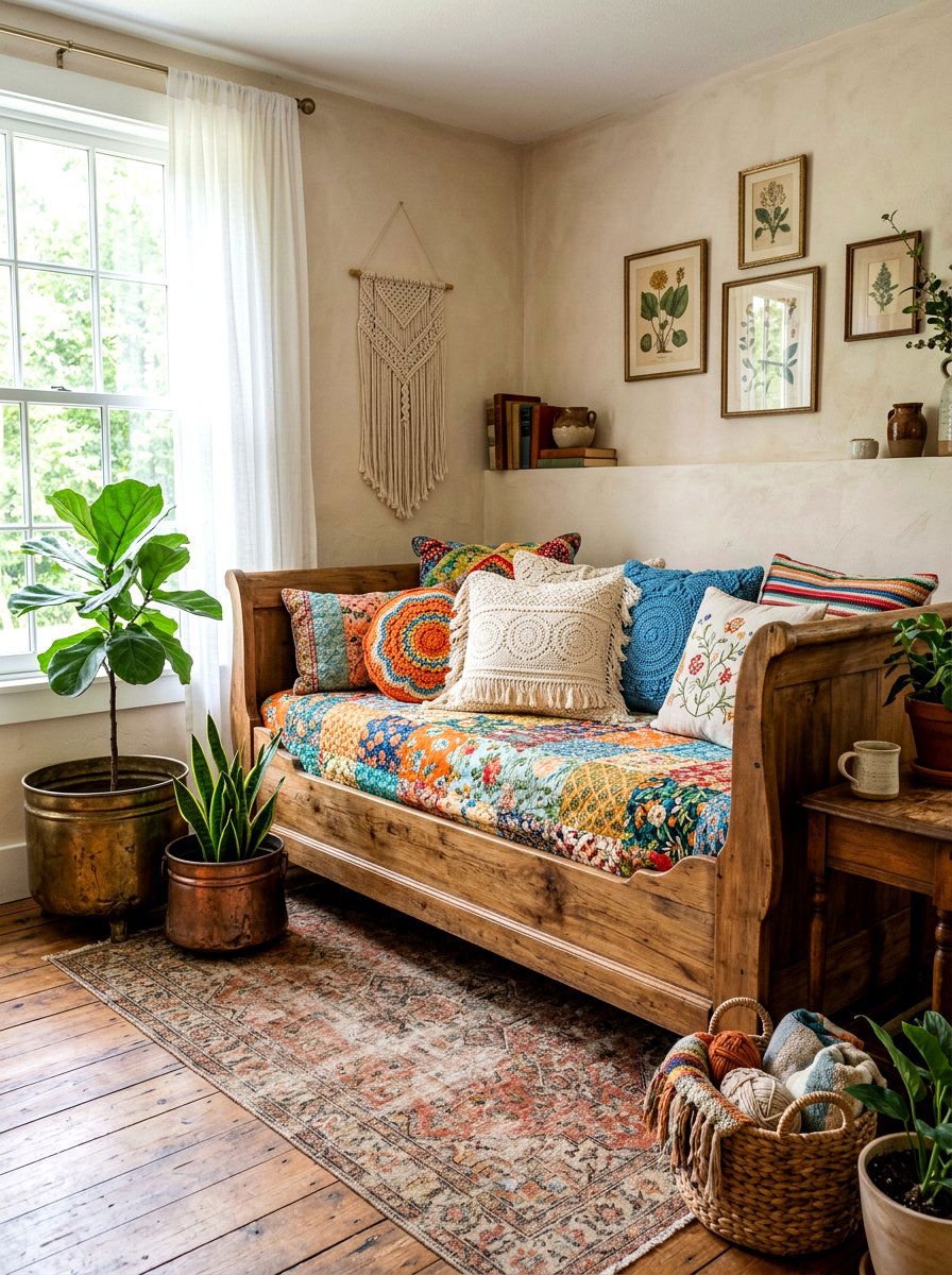 Crochet throw pillow - 30 boho patio cushion ideas