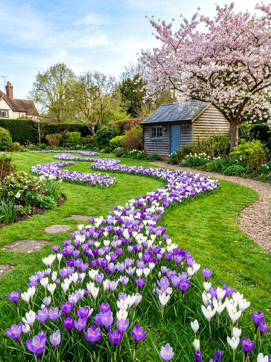 Crocus Drift Planting - 30 bulb garden ideas