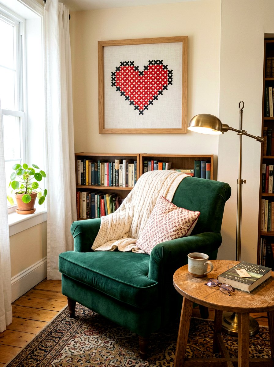 Cross stitch wall art - 30 tape wall art display ideas