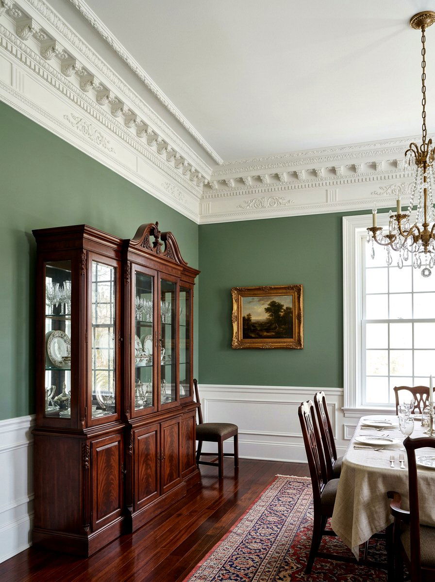 Crown Molding Detail - 30 warm traditional dining room ideas