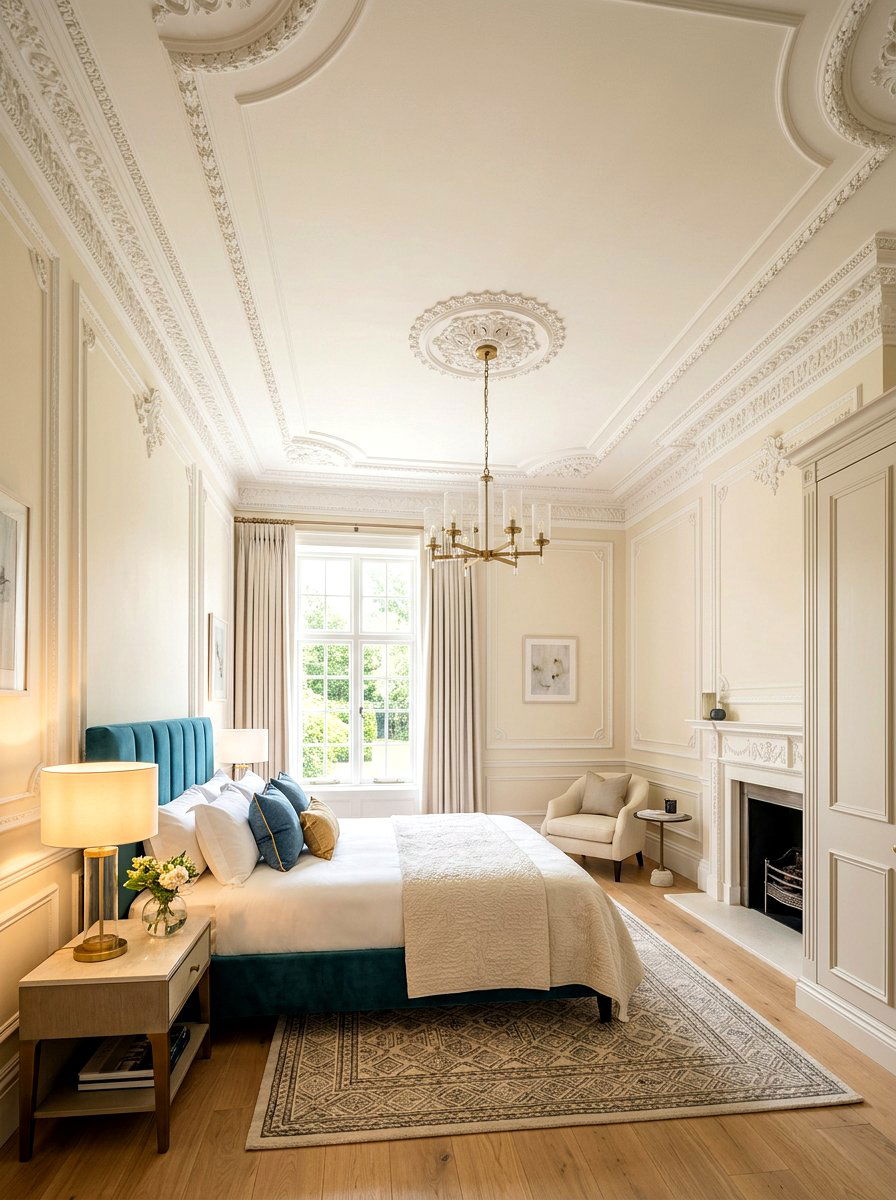 Crown molding bedroom - 30 Paris apartment bedroom ideas