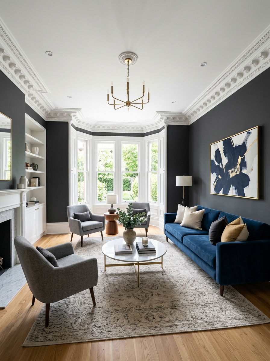 Crown molding living room - 30 heritage lounge room ideas