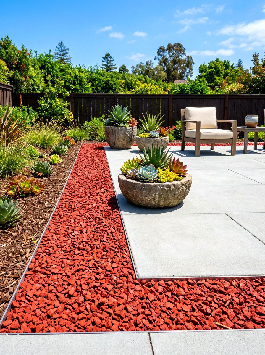 Crushed Brick Border - 30 mulch landscaping ideas