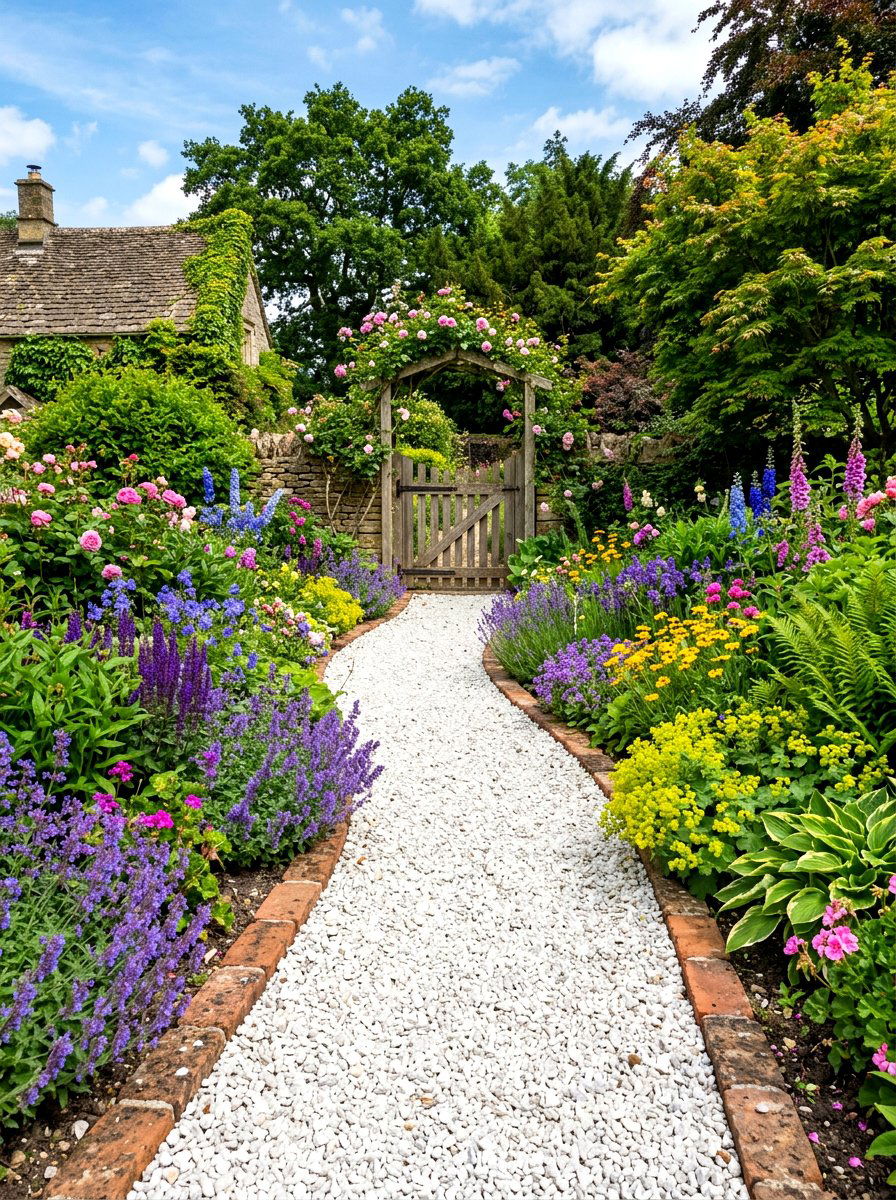 Crushed Limestone Garden Path - 30 gravel backyard ideas