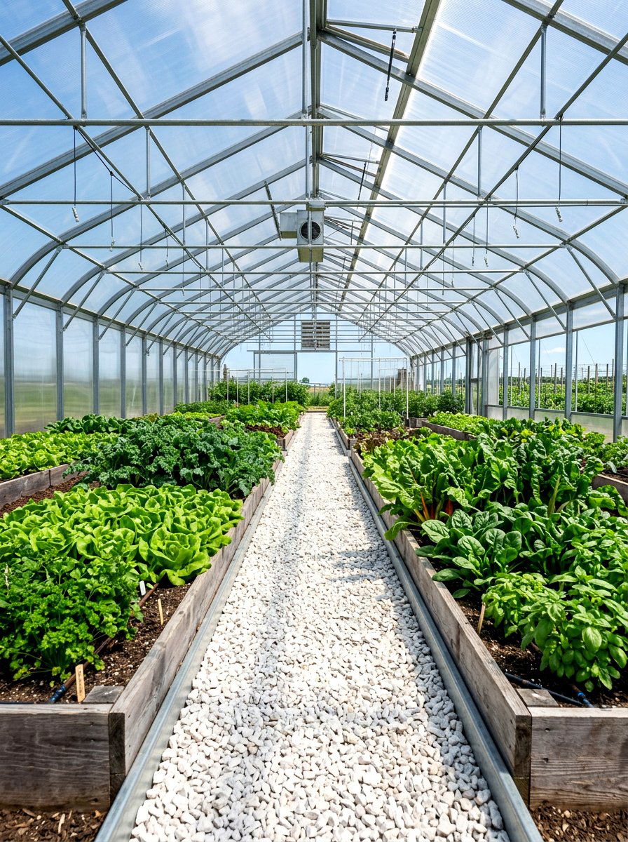 Crushed Limestone Greenhouse Walkway - 30 greenhouse walkway ideas