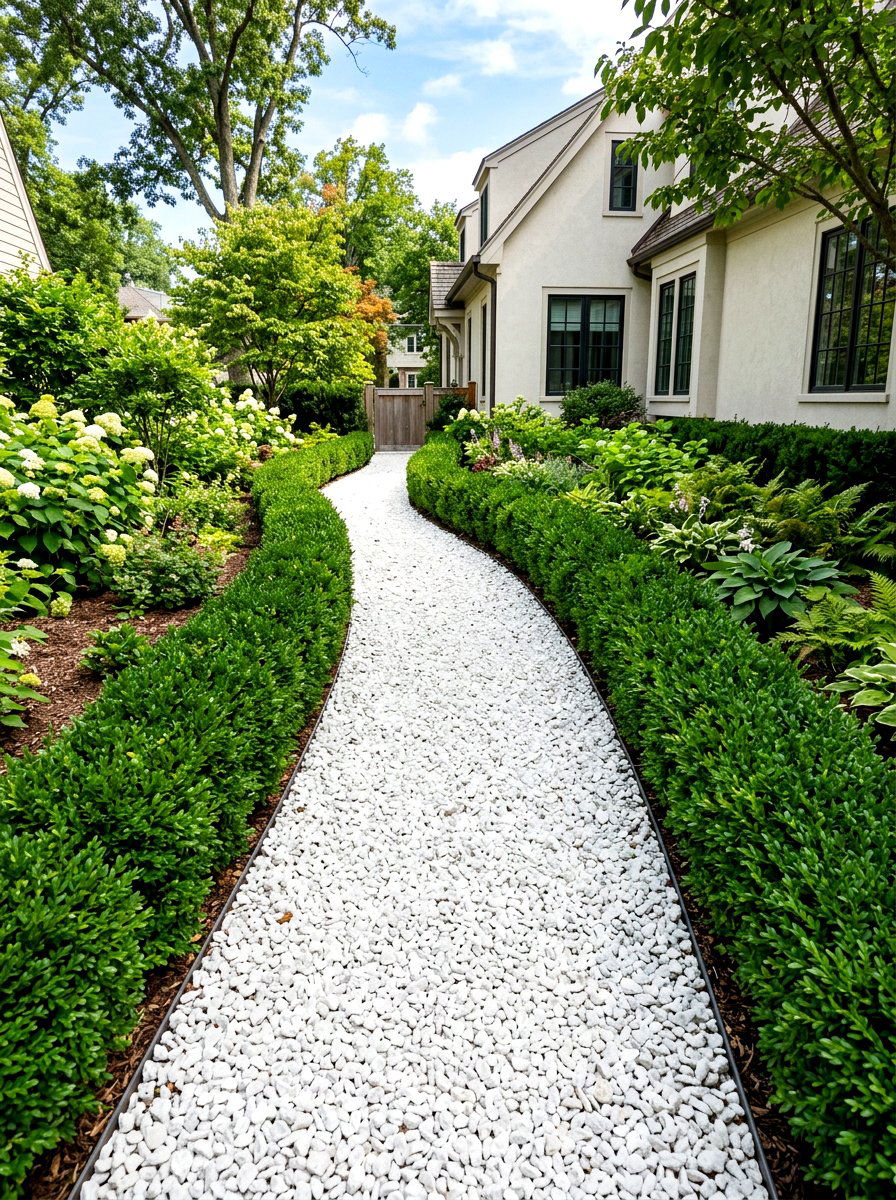 Crushed Limestone Path - 30 side yard walkway ideas