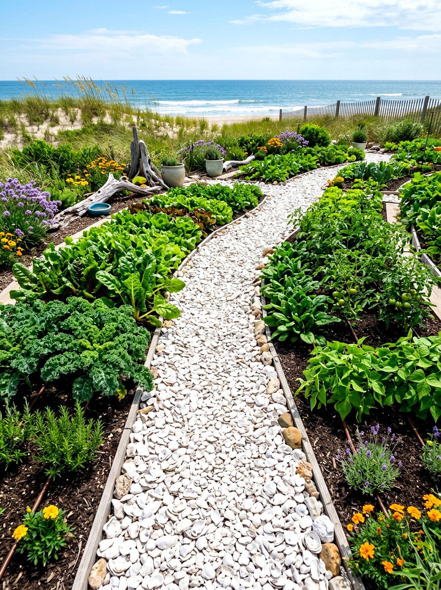 Crushed Shell Path - 30 vegetable garden path ideas