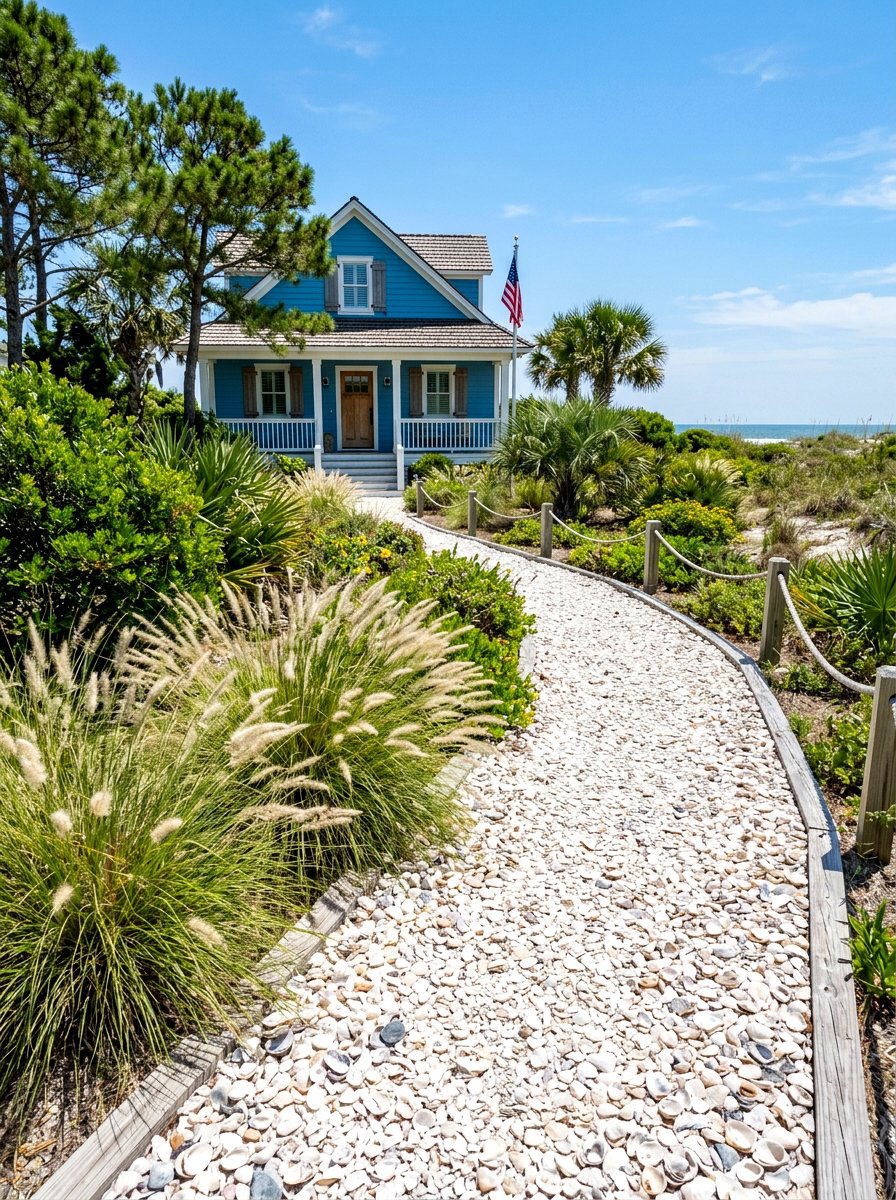 Crushed Shell Path - 30 front yard walkway ideas