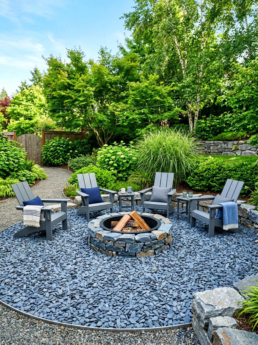 Crushed Stone Fire Pit Area - 30 adirondack fire pit circle ideas
