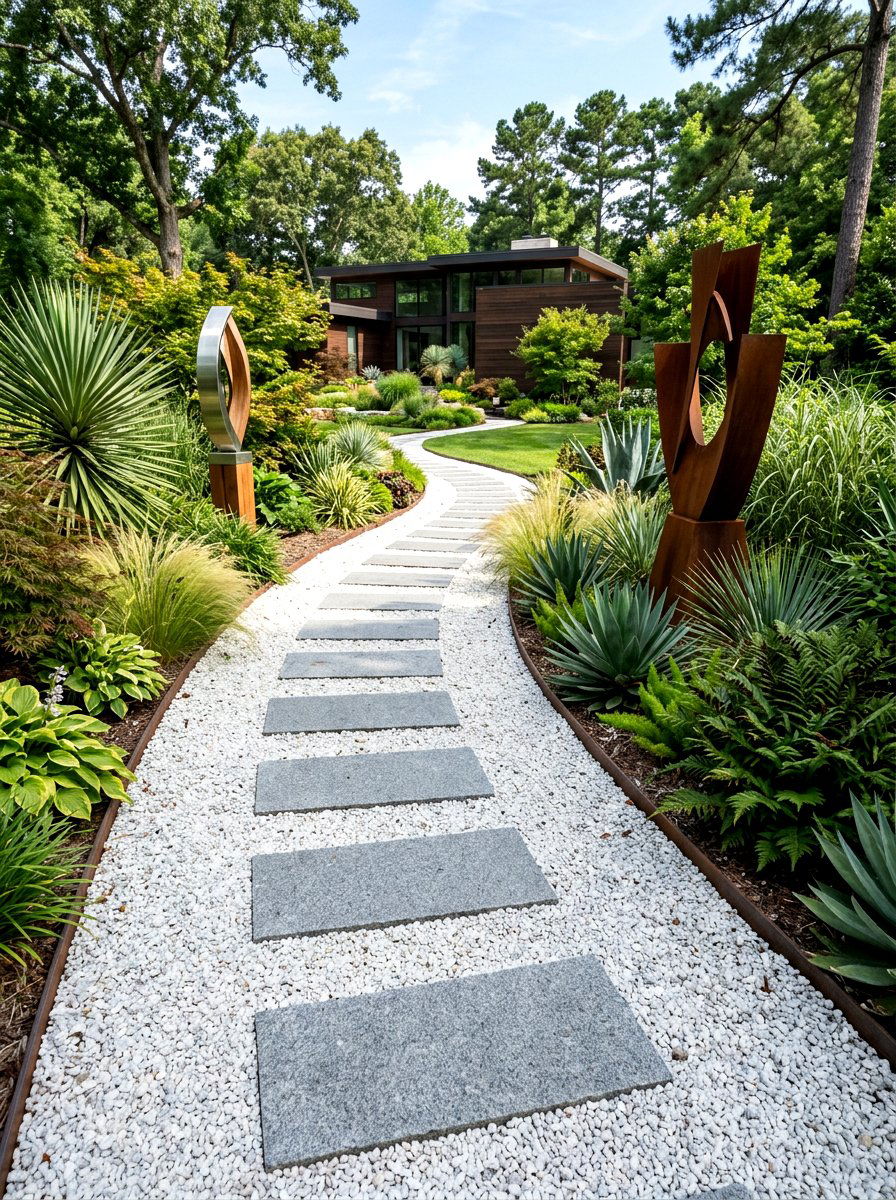 Crushed Stone Path - 30 no grass backyard luxury ideas