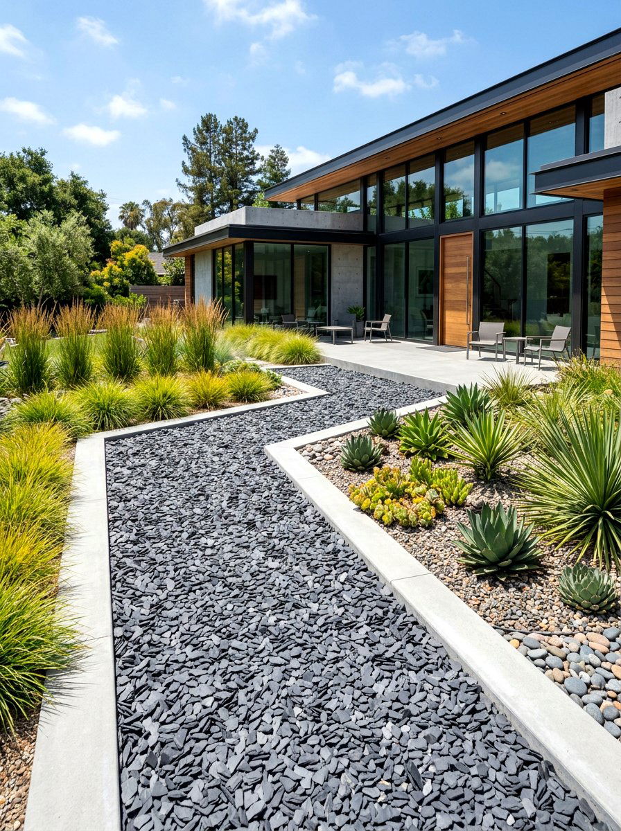 Crushed slate path - 30 gravel path backyard ideas