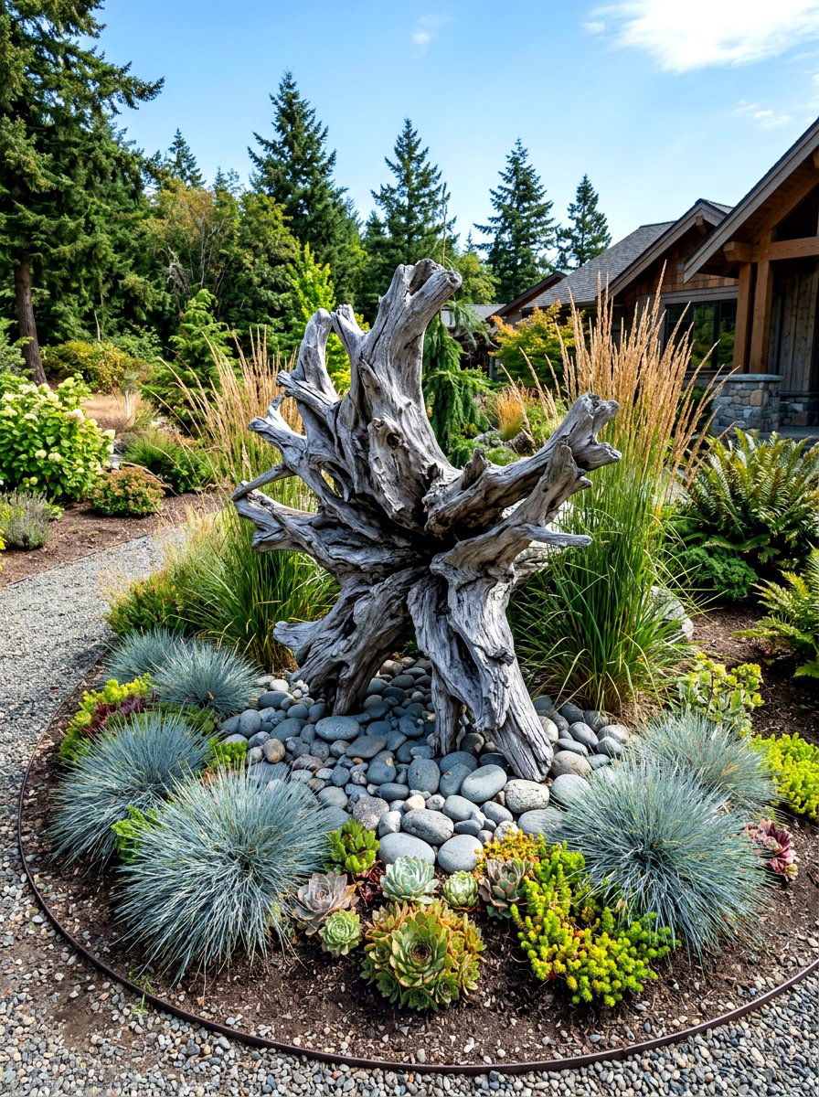 Crushed stone border - 30 budget front yard ideas