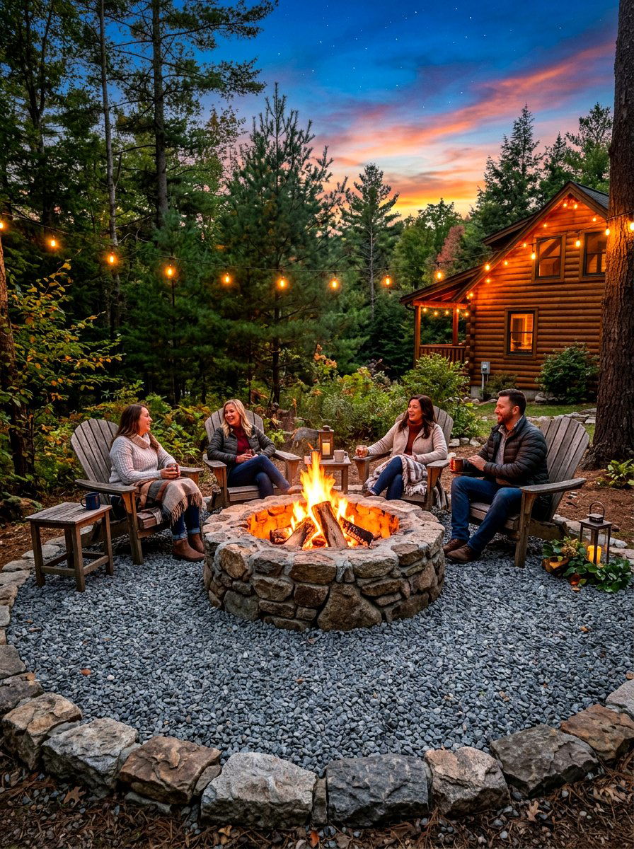 Crushed stone fire pit - 30 garden rock ideas