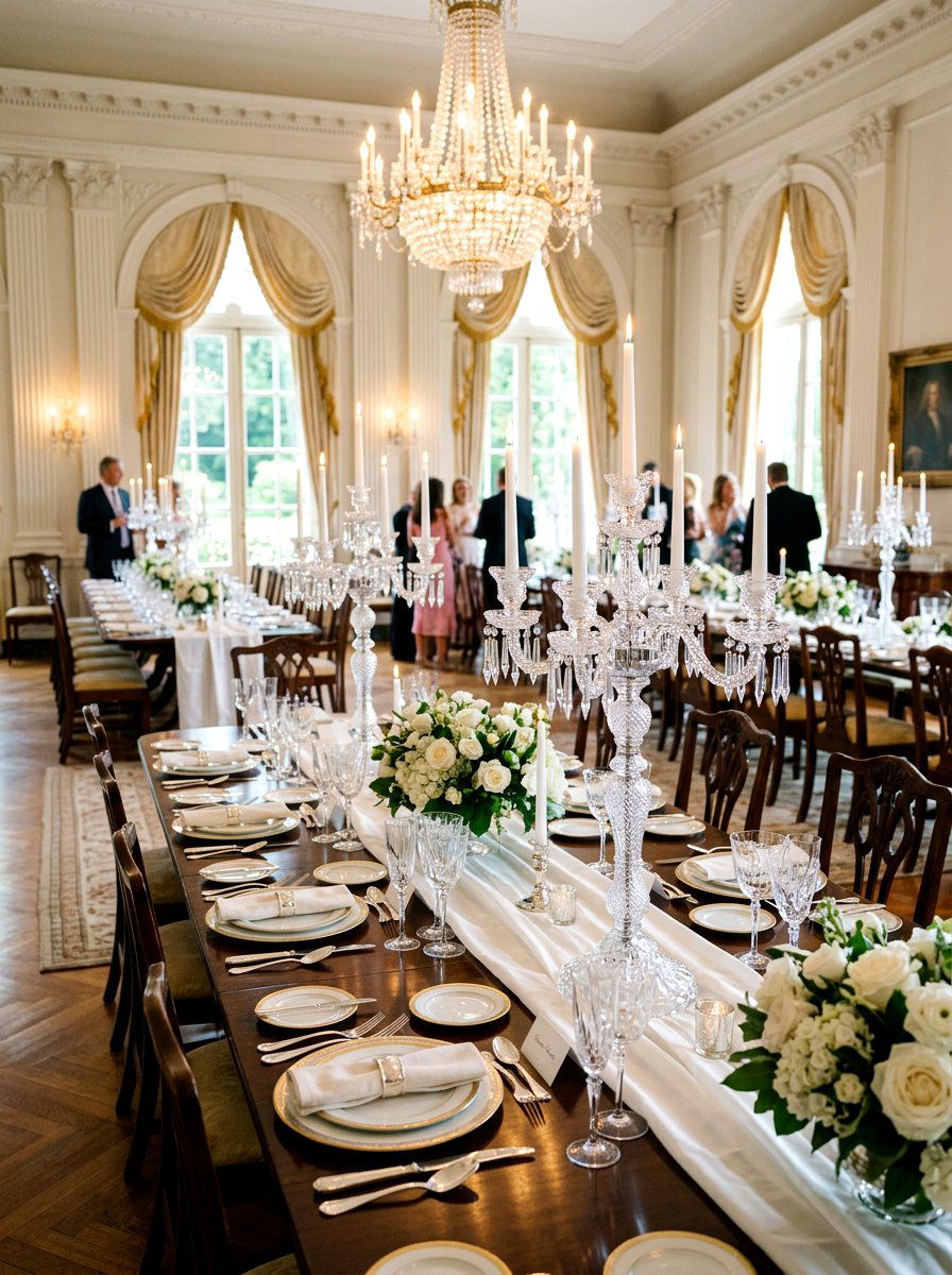 Crystal Candle Holders - 30 candle table runner ideas