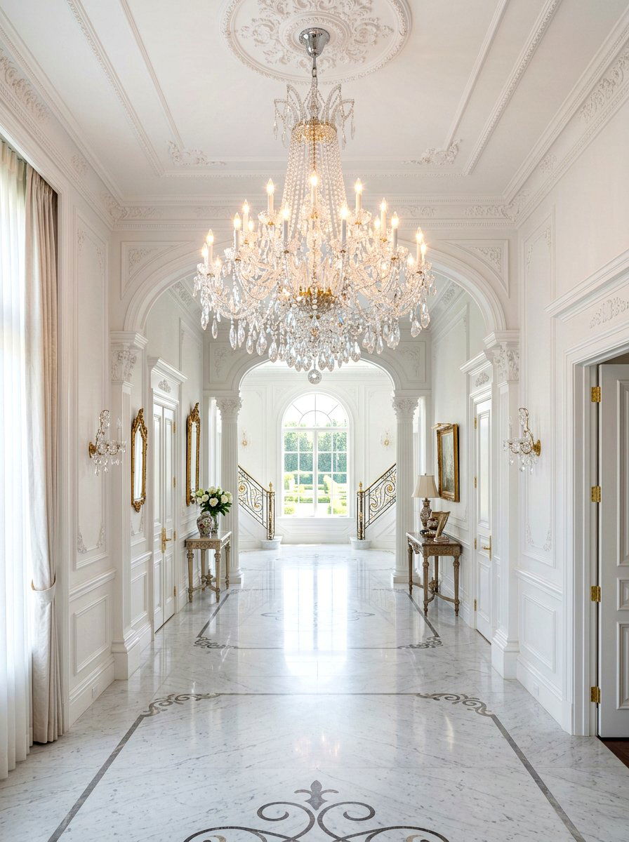 Crystal Chandelier - 30 hallway lighting ideas