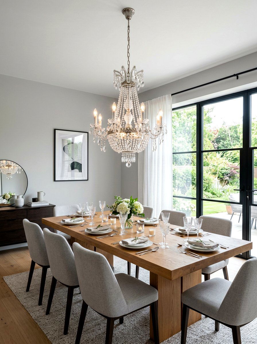 Crystal Chandelier Dining Space - 30 secondhand decor ideas